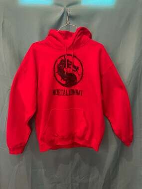 Mortal Kombat  Dragon  Logo Red Pullover Hoodie Mens Size XL